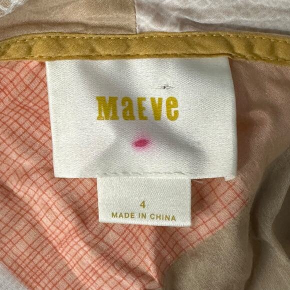 Maeve Anthropologie Top Women 4 Orange Pink Button Up Tie Neck Summer Boho Beach - Picture 6 of 8